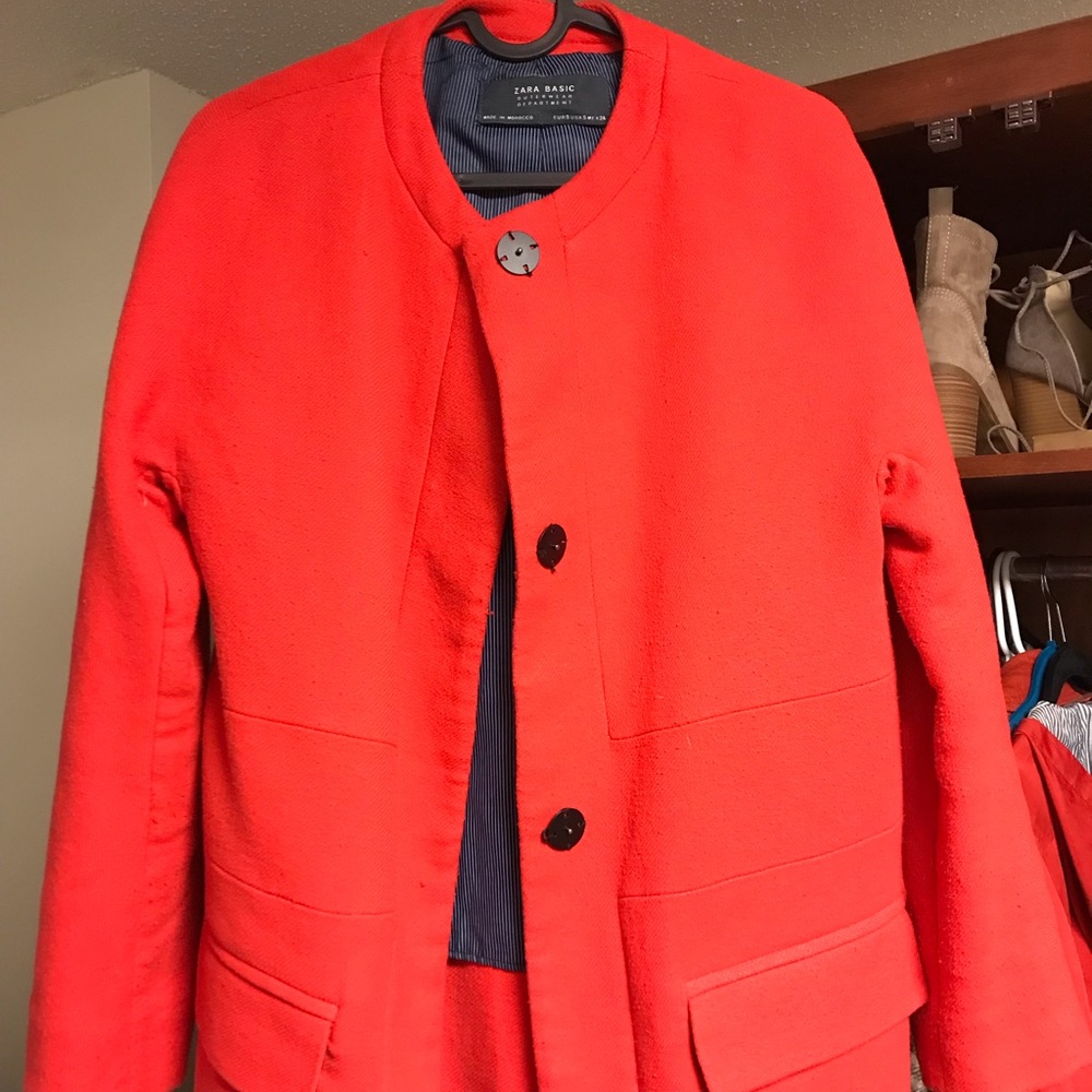 Red long Zara trench coat
